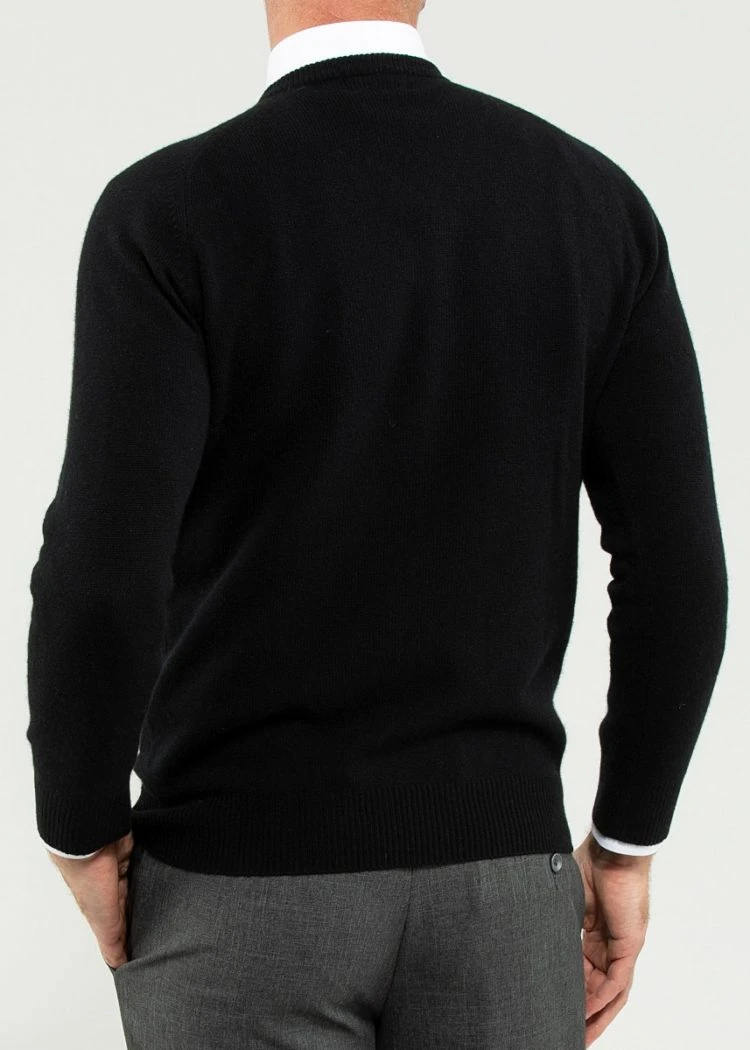 Hampshire Lambswool Jumper In Black - Classic Fit 4 Hampshire Lambswool Jumper In Black - Classic Fit - Image 4