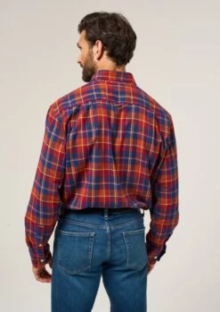 Ilkley Flannel Check Shirt In Red - Shooting Fit -Alan Paine Fashion Store Ilkley Flannel Check Shirt Red 2