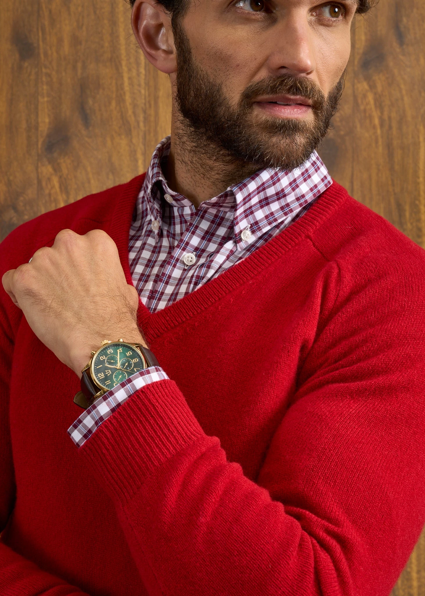 Kilsyth Men's Lambswool Jumper In Dubonnet - Regular Fit 7 Kilsyth Men's Lambswool Jumper In Dubonnet - Regular Fit - Image 7