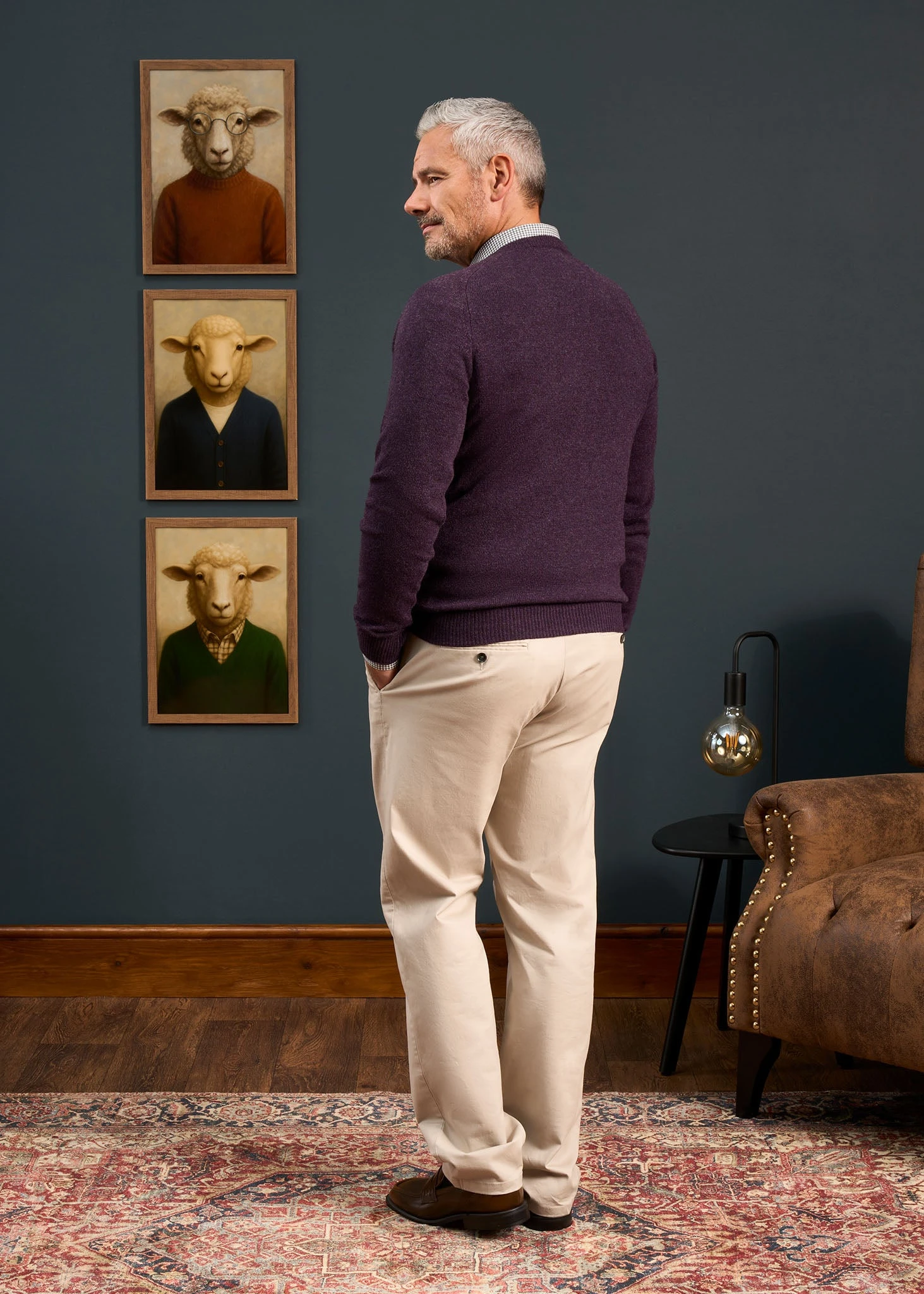 Kilsyth Men's Lambswool Jumper In Elderberry - Regular Fit 5 Kilsyth Men's Lambswool Jumper In Elderberry - Regular Fit - Image 5