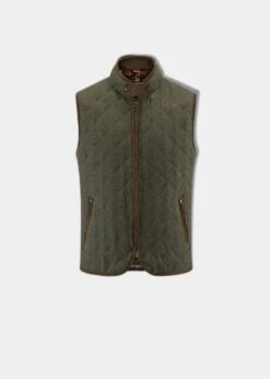 Richmond Men's Quilted Waistcoat In Olive