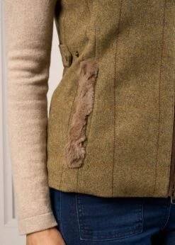 Combrook Ladies Tweed Gilet In Grove - Regular Fit -Alan Paine Fashion Store Ladies Tweed Gilet Combrook Grove 5
