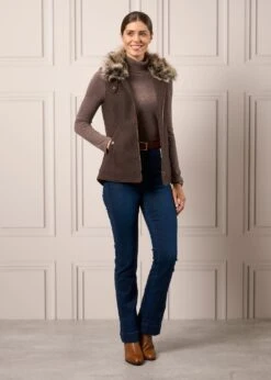 Surrey Ladies Tweed Gilet In Bramble 11 Surrey Ladies Tweed Gilet In Bramble -Alan Paine Fashion Store Ladies Tweed Gilet Faux Fur Surrey Bramble 3