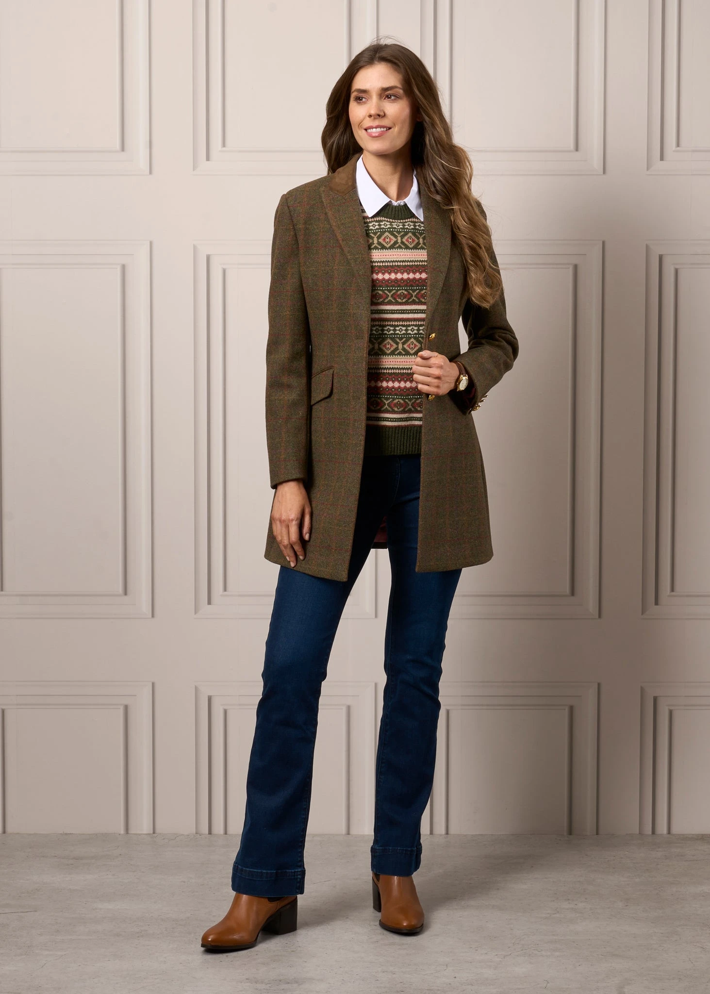 Surrey Ladies Mid-Thigh Tweed Coat In Hemlock - Regular Fit 7 Surrey Ladies Mid-Thigh Tweed Coat In Hemlock - Regular Fit - Image 7
