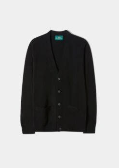 Cornwall Lambswool Cardigan In Black - Classic Fit