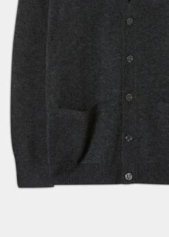 Cornwall Lambswool Cardigan In Charcoal - Classic Fit -Alan Paine Fashion Store Lambswool Cardigan Charcoal 2