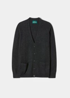 Cornwall Lambswool Cardigan In Charcoal - Classic Fit