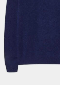 Sutherland Lambswool 1/4 Zip Jumper In Indigo - Regular Fit -Alan Paine Fashion Store Lambswool Half Zip Jumper Indigo 3