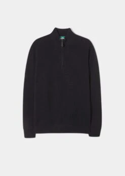 Sutherland Lambswool 1/4 Zip Jumper In Navy - Regular Fit