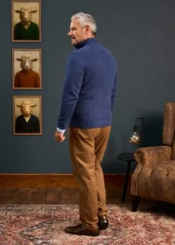 Landford Men's Lambswool Buttoned Jumper In Rhapsody - Regular Fit 9 Landford Men's Lambswool Buttoned Jumper In Rhapsody - Regular Fit -Alan Paine Fashion Store Lambswool Mock Neck Jumper Blue 3