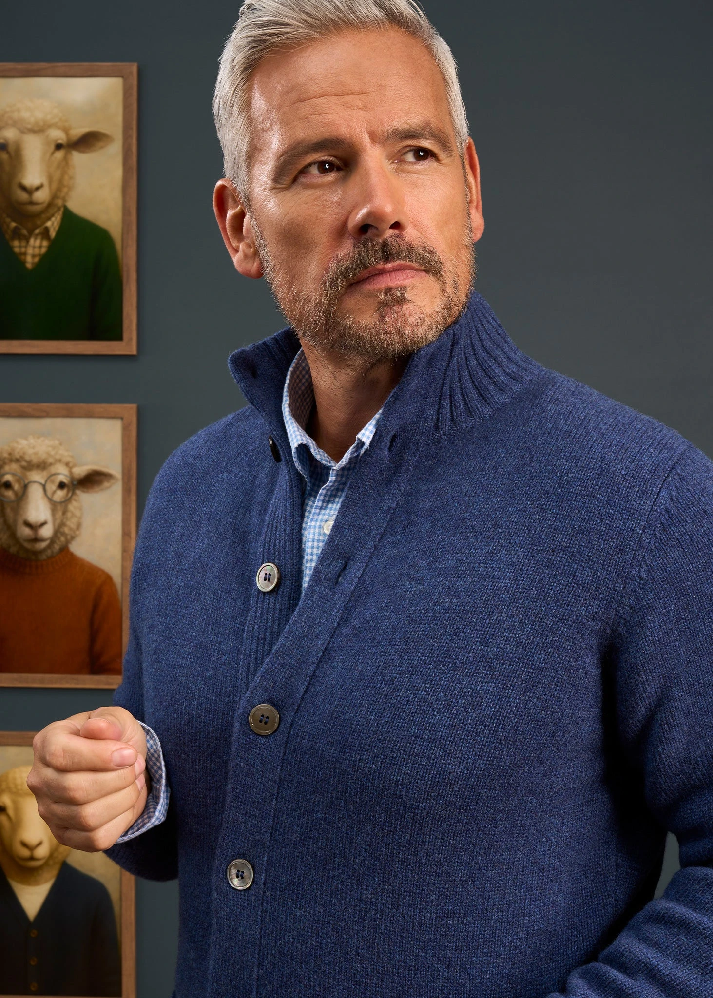 Landford Men's Lambswool Buttoned Jumper In Rhapsody - Regular Fit 2 Landford Men's Lambswool Buttoned Jumper In Rhapsody - Regular Fit - Image 2