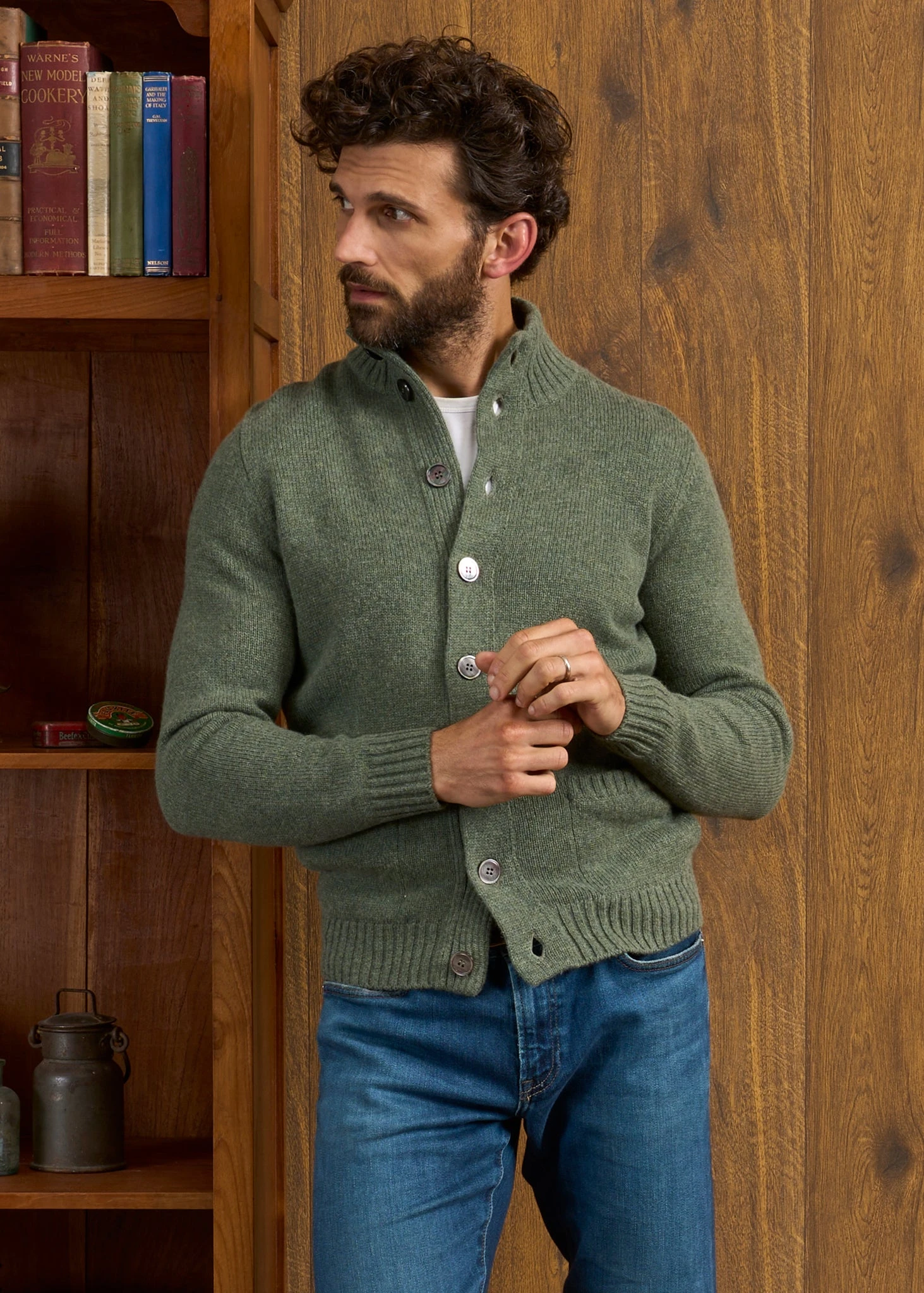 Landford Men's Lambswool Buttoned Jumper In Landscape - Regular Fit 3 Landford Men's Lambswool Buttoned Jumper In Landscape - Regular Fit - Image 3