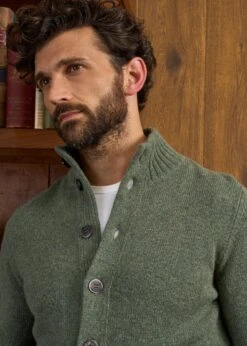 Landford Men's Lambswool Buttoned Jumper In Landscape - Regular Fit 11 Landford Men's Lambswool Buttoned Jumper In Landscape - Regular Fit -Alan Paine Fashion Store Landford Cable Lambswool Cardigan Landscape 5