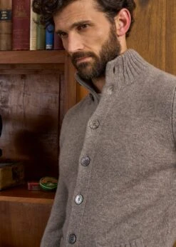 Landford Men's Lambswool Buttoned Jumper In Vole - Regular Fit 11 Landford Men's Lambswool Buttoned Jumper In Vole - Regular Fit -Alan Paine Fashion Store Landford Cable Lambswool Cardigan Vole 5