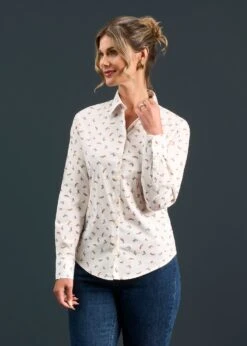 Lawen Ladies Printed Cotton Shirt - Dog & Duck Design 7 Lawen Ladies Printed Cotton Shirt - Dog & Duck Design -Alan Paine Fashion Store Lawen Ladies Printed Cotton Shirt Dog and Duck Design 2