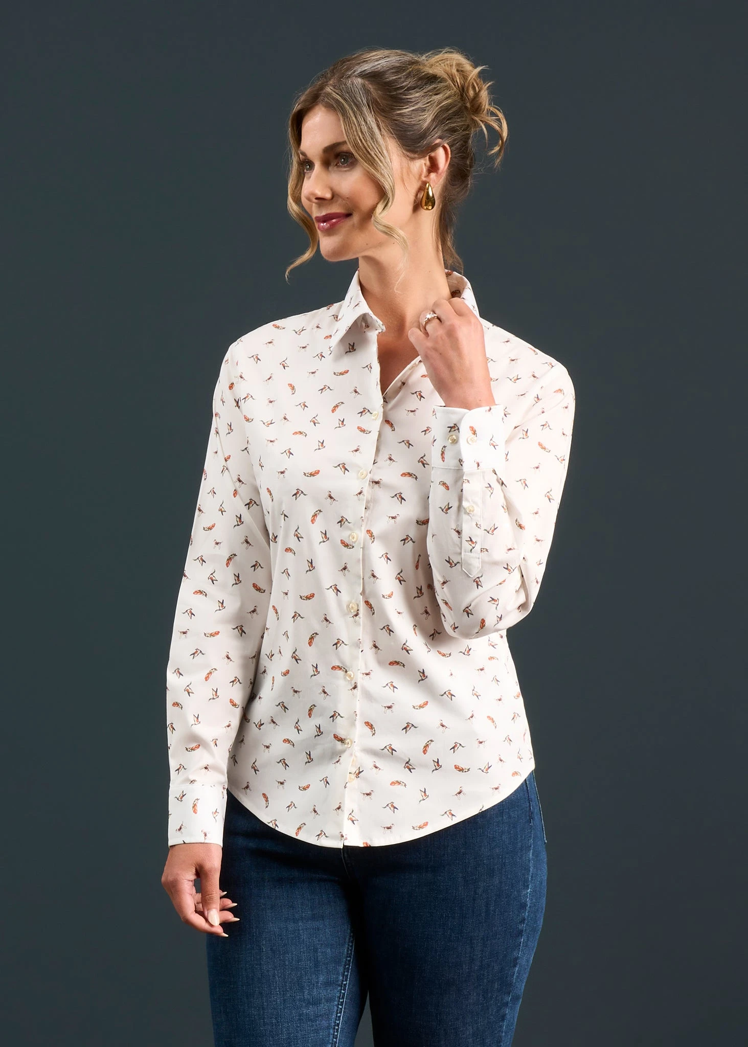 Lawen Ladies Printed Cotton Shirt - Dog & Duck Design 3 Lawen Ladies Printed Cotton Shirt - Dog & Duck Design - Image 3