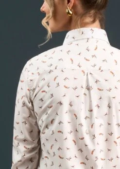 Lawen Ladies Printed Cotton Shirt - Dog & Duck Design 9 Lawen Ladies Printed Cotton Shirt - Dog & Duck Design -Alan Paine Fashion Store Lawen Ladies Printed Cotton Shirt Dog and Duck Design 4
