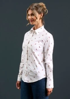 Lawen Ladies Printed Cotton Shirt - Pheasant Design -Alan Paine Fashion Store Lawen Ladies Printed Cotton Shirt Pheasant Design 2