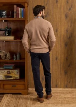 Lenzie Men's Lambswool Jumper In Camel - Regular Fit 10 Lenzie Men's Lambswool Jumper In Camel - Regular Fit -Alan Paine Fashion Store Lenzie Lambswool Crew Neck Jumper Camel 4