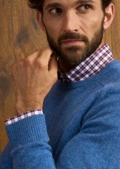 Lenzie Men's Lambswool Jumper In Jeans - Regular Fit 11 Lenzie Men's Lambswool Jumper In Jeans - Regular Fit -Alan Paine Fashion Store Lenzie Lambswool Crew Neck Jumper Jeans 3