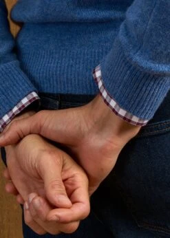 Lenzie Men's Lambswool Jumper In Jeans - Regular Fit 12 Lenzie Men's Lambswool Jumper In Jeans - Regular Fit -Alan Paine Fashion Store Lenzie Lambswool Crew Neck Jumper Jeans 4