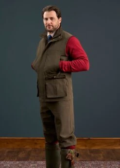 Lockwood Men's Shooting Waistcoat In Olive -Alan Paine Fashion Store Lockwood Mens Shooting Waistcoat Olive 2