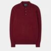 Men's Geelong Lambswool Long Sleeve Polo Shirt In Rosso - Regular Fit