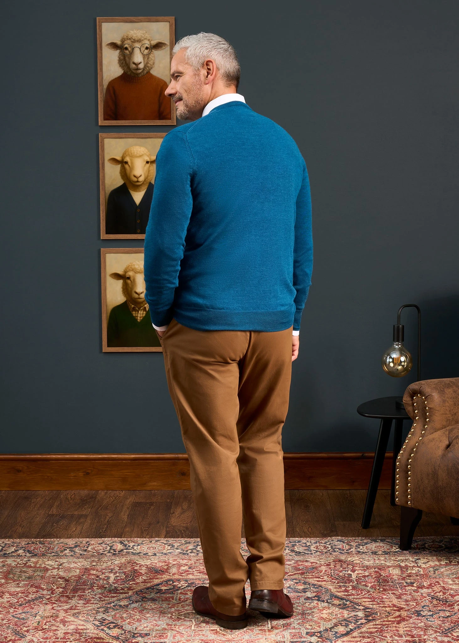 Millbreck Men's Merino Wool Jumper In Bottle Blue - Regular Fit 3 Millbreck Men's Merino Wool Jumper In Bottle Blue - Regular Fit - Image 3