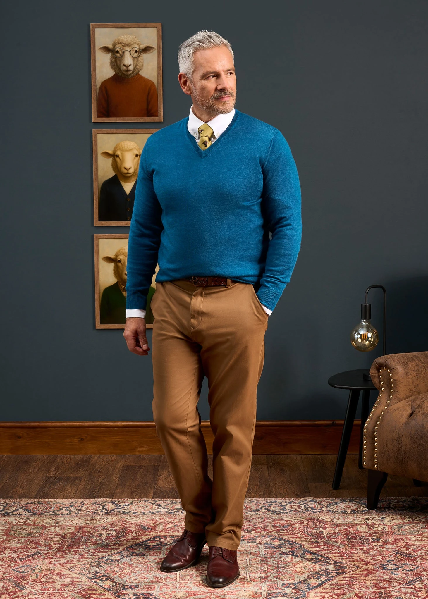 Millbreck Men's Merino Wool Jumper In Bottle Blue - Regular Fit 4 Millbreck Men's Merino Wool Jumper In Bottle Blue - Regular Fit - Image 4