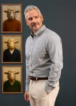 Men's Cotton Button Down Blue Small Check Shirt - Regular Fit. -Alan Paine Fashion Store Mens Button Down Blue Small Check Shirt 6