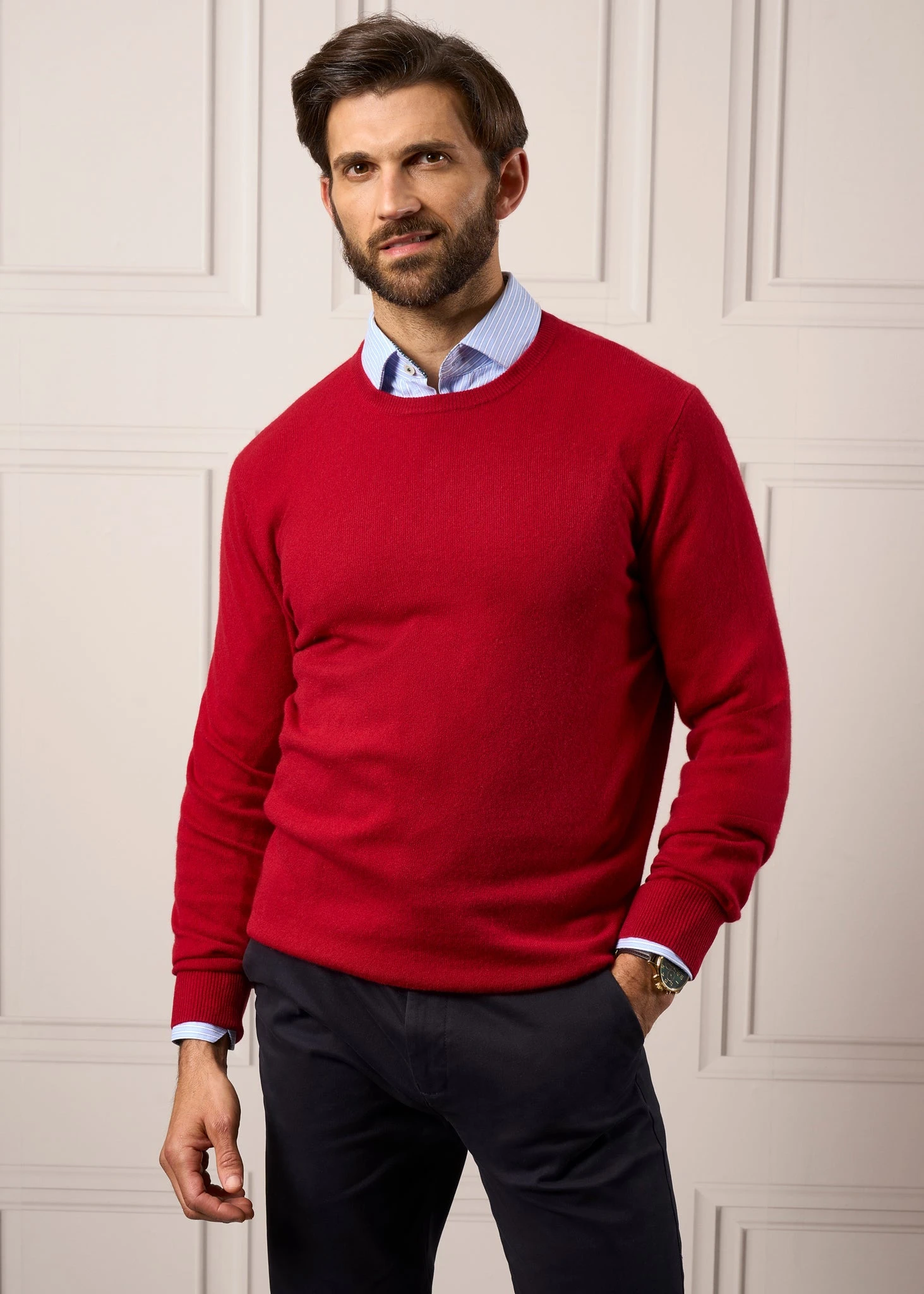 Melfort Cashmere Jumper In Ruby - Regular Fit 2 Melfort Cashmere Jumper In Ruby - Regular Fit - Image 2