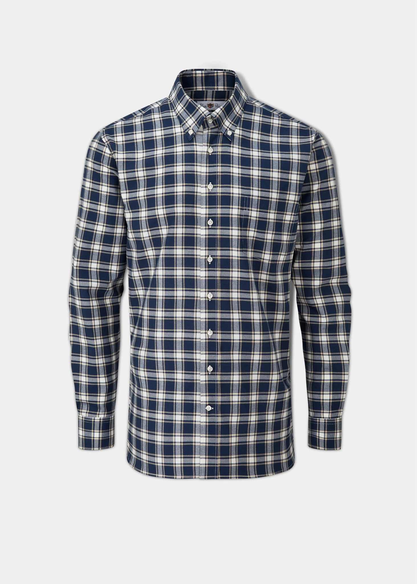 Men's Cotton Button Down Blue Check Shirt - Regular Fit 1 Men's Cotton Button Down Blue Check Shirt - Regular Fit