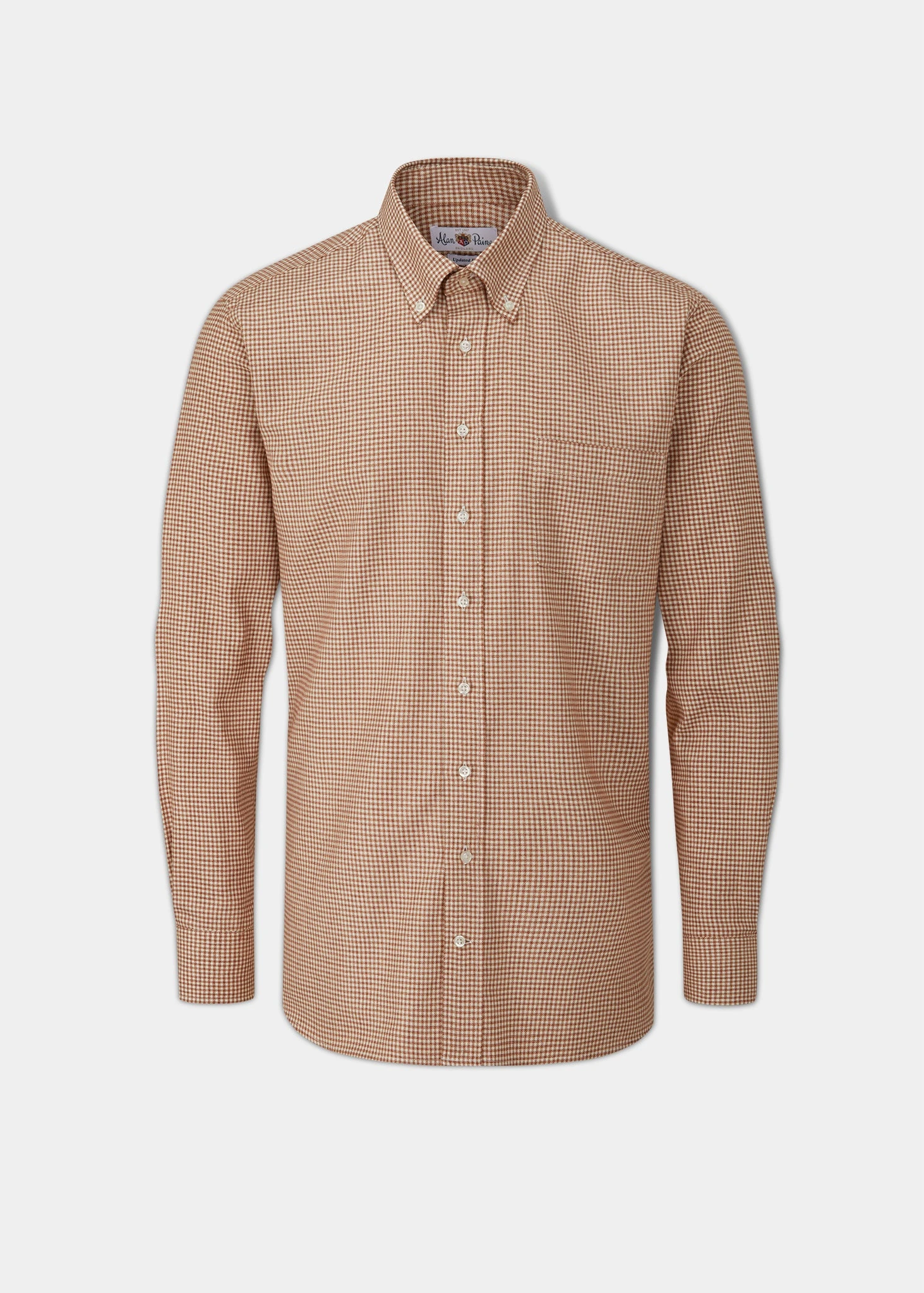 Men's Cotton Button Down Brown Small Check Shirt - Regular Fit 1 Men's Cotton Button Down Brown Small Check Shirt - Regular Fit