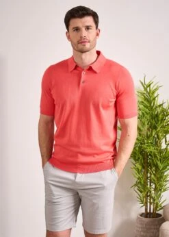 Paignton Cotton Polo Shirt In Coral