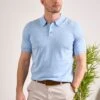 Paignton Cotton Polo Shirt In Steel Blue Mix