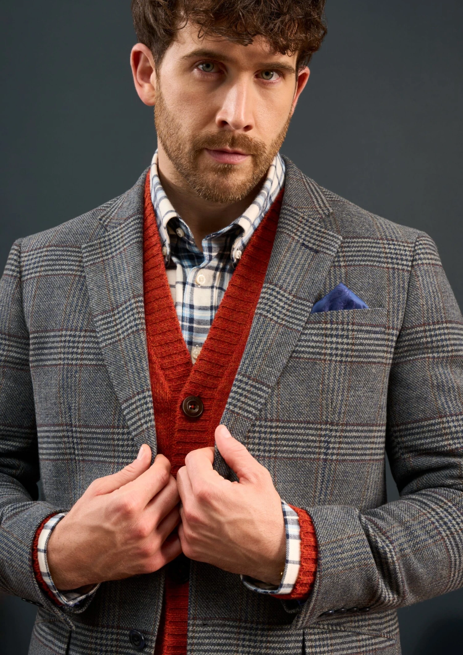Surrey Tweed Lined Blazer In Blue Check - Regular Fit 3 Surrey Tweed Lined Blazer In Blue Check - Regular Fit - Image 3