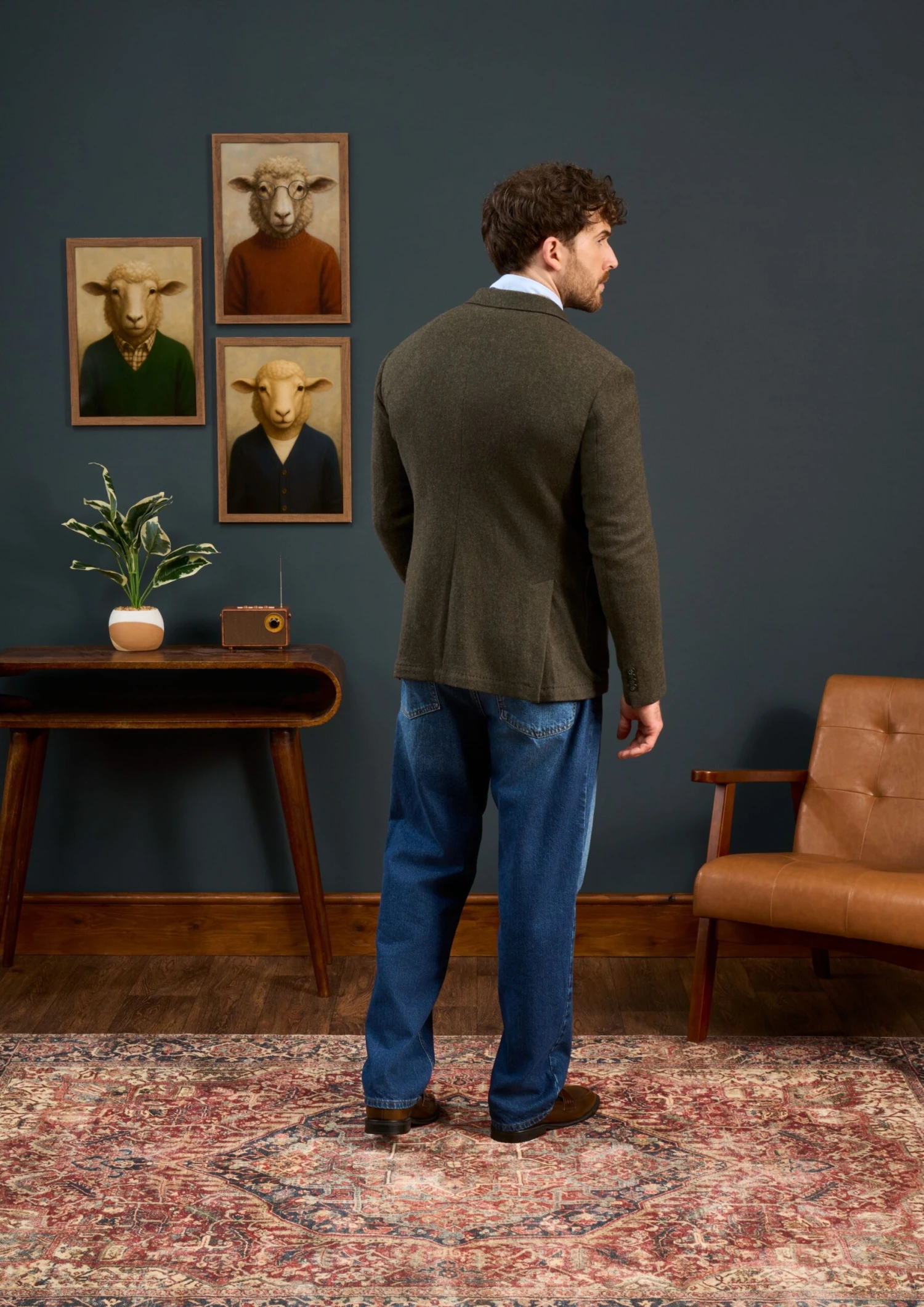 Richmond Men's Knitted Blazer In Olive 5 Richmond Men's Knitted Blazer In Olive - Image 5