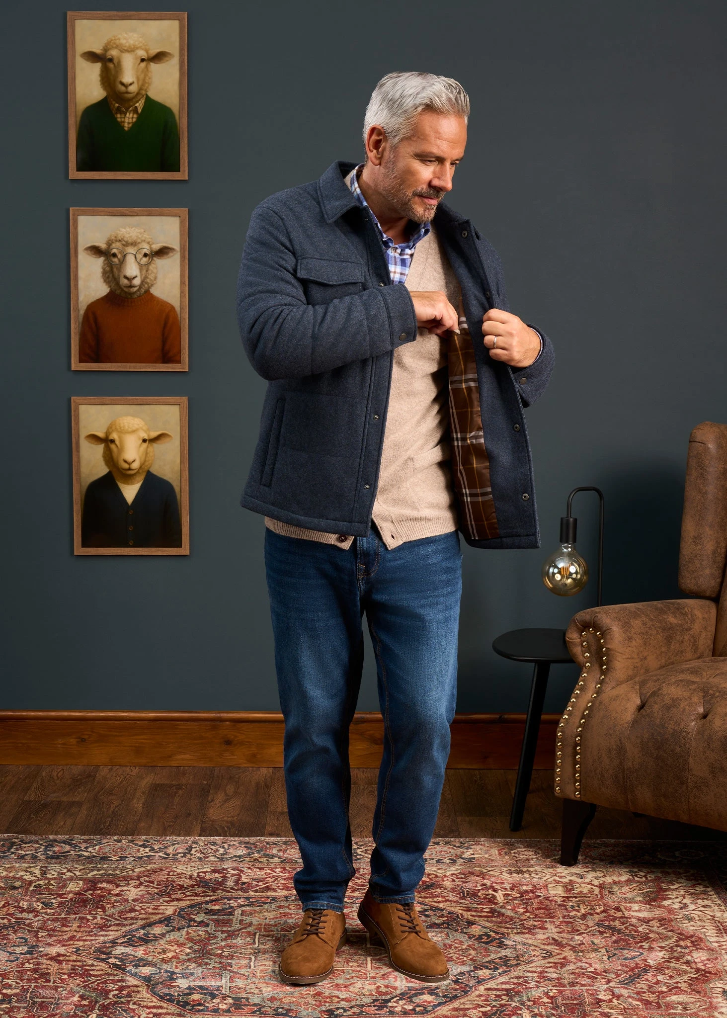 Richmond Men's Knitted Quilted Shacket In Navy 2 Richmond Men's Knitted Quilted Shacket In Navy - Image 2