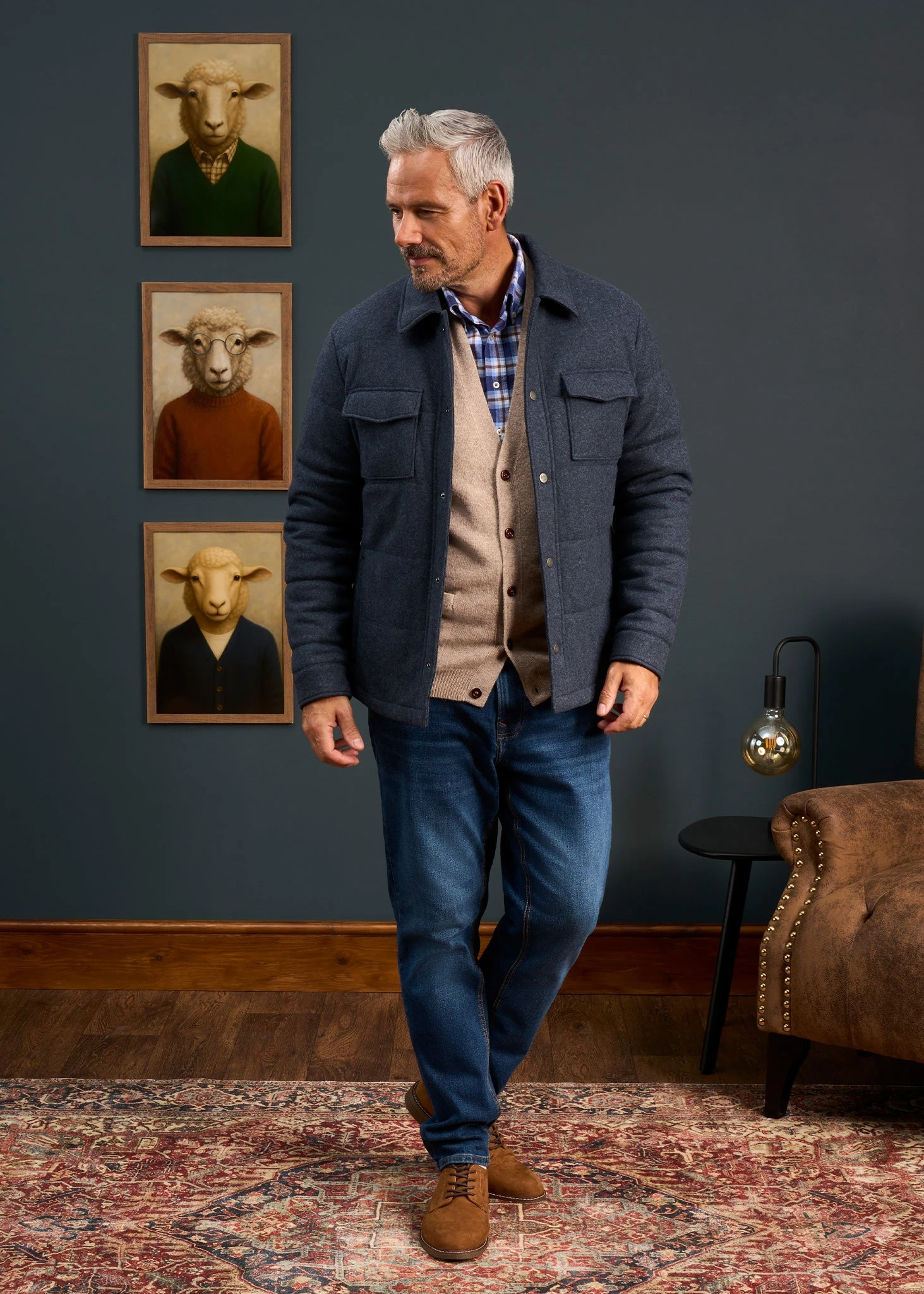 Richmond Men's Knitted Quilted Shacket In Navy 4 Richmond Men's Knitted Quilted Shacket In Navy - Image 4