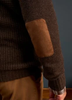 Duchally Men's Waffle Stitch Wool Jacket Cocoa 9 Duchally Men's Waffle Stitch Wool Jacket Cocoa -Alan Paine Fashion Store Mens Lambswool Cable Front Zip Mock Neck Jumper Brown 3 250c3bb7 a361 4954 a43e 12a092a6057a