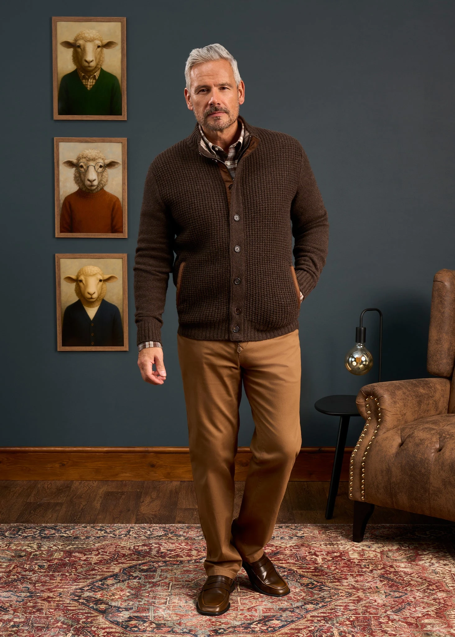 Duchally Men's Waffle Stitch Wool Jacket Cocoa 5 Duchally Men's Waffle Stitch Wool Jacket Cocoa - Image 5