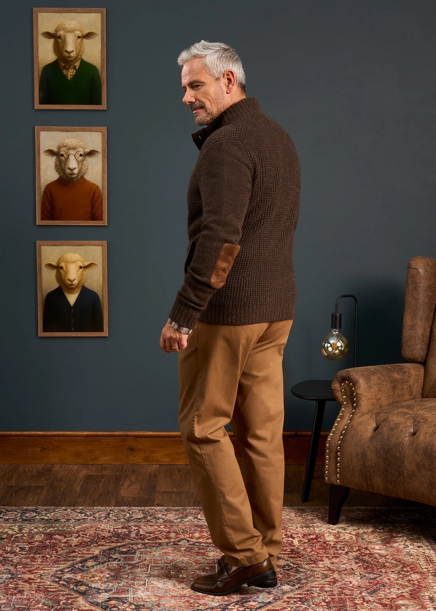 Duchally Men's Waffle Stitch Wool Jacket Cocoa 6 Duchally Men's Waffle Stitch Wool Jacket Cocoa - Image 6