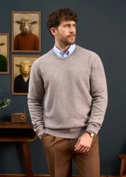 Lenzie Men's Lambswool Jumper In Fusion - Regular Fit -Alan Paine Fashion Store Mens Lambswool Crew Neck Regular Fit Fusion 2