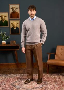 Lenzie Men's Lambswool Jumper In Fusion - Regular Fit -Alan Paine Fashion Store Mens Lambswool Crew Neck Regular Fit Fusion