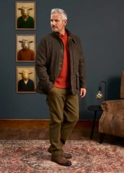 Felwell Men's Quilted Jacket In Olive - Regular Fit -Alan Paine Fashion Store Mens Quilted Jacket Olive 2