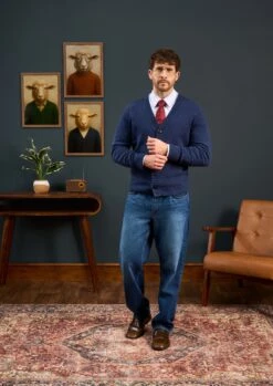 Kinloch Men's Shetland Wool Cardigan In Indigo 8 Kinloch Men's Shetland Wool Cardigan In Indigo -Alan Paine Fashion Store Mens Shetland Wool Cardigan Blue 2 62b5e4ab 6b21 4d23 b303 b4d984efdfba