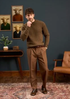 Kinnadie Supersoft Shetland Scots Pine Jumper - Regular Fit -Alan Paine Fashion Store Mens Shetland Wool Jumper Brown 1 e3de4896 1731 4062 a922 30c2d65bd937