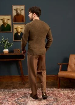 Kinnadie Supersoft Shetland Scots Pine Jumper - Regular Fit -Alan Paine Fashion Store Mens Shetland Wool Jumper Brown 4 e9aced4a a089 4327 be44 b078bf24d102