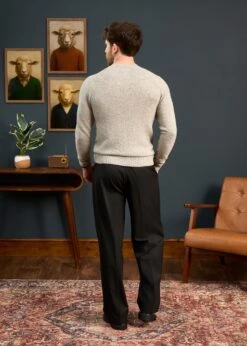 Kinnadie Supersoft Shetland Jumper In Silver Grey - Regular Fit -Alan Paine Fashion Store Mens Shetland Wool Jumper In Cream 3 8e280a7e f22c 4c16 ac7d 26bc7f5ce0f9