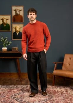 Kinnadie Supersoft Shetland Jumper In Saffron - Regular Fit 8 Kinnadie Supersoft Shetland Jumper In Saffron - Regular Fit -Alan Paine Fashion Store Mens Shetland Wool Jumper In Saffron 2